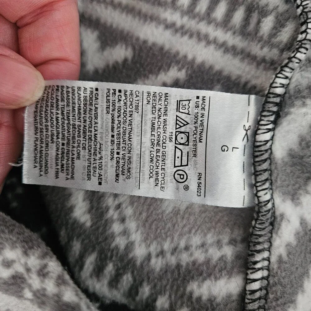 Old Navy Black & Gray Geometric Micro Performance Fleece Large Pajama Pants